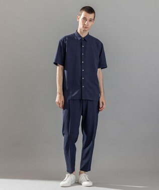 JOSEPH HOMME 【新柄】テクノボイルストレッチ ドロスト付きワイドテーパードパンツ / TEDDY CONVERTIBLE ネイビー系