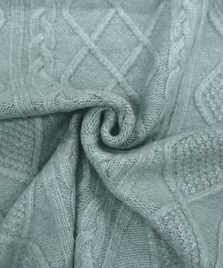 Tiaclasse 【洗える】アラン柄キーネックニットトップス ミント