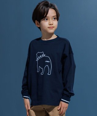 J.PRESS KIDS 【140-170cm】バックブル ラインプリント カットソー ネイビー系