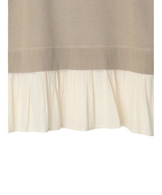 Green Parks とろみ布帛ドッキングニットチュニック Beige