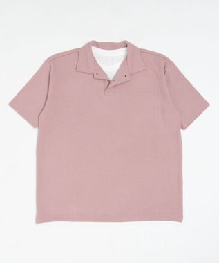 WEGO 【ユニセックス着用ITEM】フェイクレイヤードニットポロシャツ（SS） ピンク