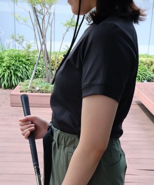 PW CIRCULUS 【UVカット / 吸水速乾 / 伸縮性抜群】【WOMEN】バックメッシュ切り替えモックT ゴルフウェア レディース ブラック系