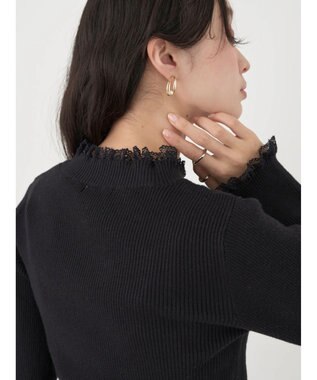 earth music&ecology レースドッキングリブニット Black