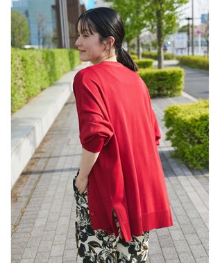 CRAFT STANDARD BOUTIQUE UVカット/接触冷感/マシンウォッシャブル/Vネックビッグニットカーディガン Red