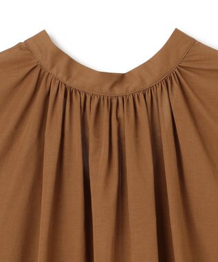 BEIGE， 【洗える】BAC / コットンバックボウタイノースリーブブラウス Brown