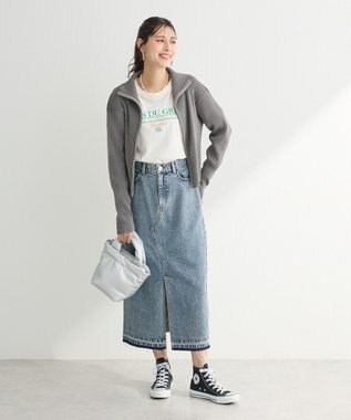 Green Parks 配色リブＺｉｐニットカーディガン Gray