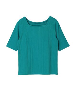 Green Parks 前後２ｗａｙリブ５分袖プルオーバー Black