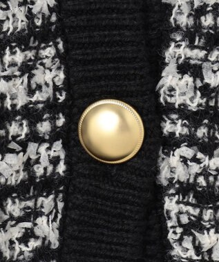 ANY L 【洗濯機可】ツイードニットジャケット ブラック×ホワイト