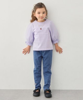 ANY KIDS チュール袖 七分Tシャツ ラベンダー