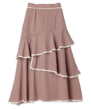 earth music&ecology パイピングフリルティアードスカート Pink Beige