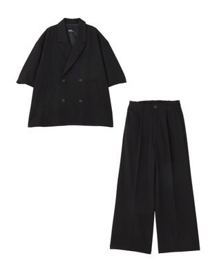 CRAFT STANDARD BOUTIQUE 半袖ダブルテーラードセットアップ Black