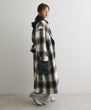 CRAFT STANDARD BOUTIQUE ウールライクロングコート Check Black