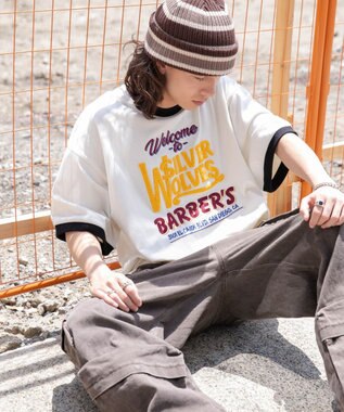 WEGO モチーフ刺繍リンガーT