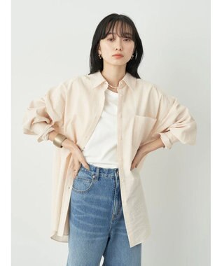 earth music&ecology サッカーストライプボーイズライクシャツ Orange