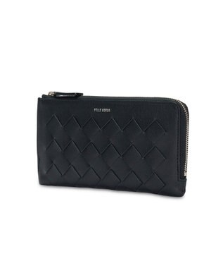 PELLE BORSA メッシュL字ファスナーコンパクト長財布 Chrono Weave クロノウィーブ 5843 ブラック