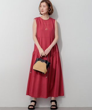 23区 L 【一部予約】ウォッシュドシアーボイル ノースリーブ ワンピース ローズ系