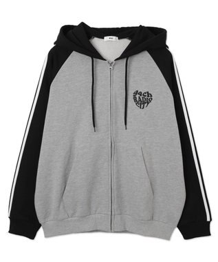 WEGO 【ユニセックス着用ITEM】ラグラングラフィックZIPパーカー ブラック