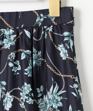 ANY SIS L 【洗える】スカーフデザインプリント スカート ネイビーベース