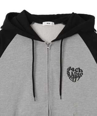 WEGO 【ユニセックス着用ITEM】ラグラングラフィックZIPパーカー ブラック