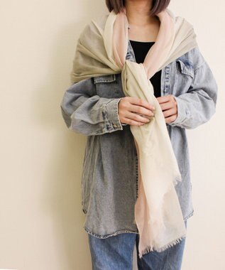 ORuKuBET GRADATION CASHMERE STOLE カーキ