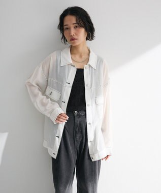 Green Parks ・ＥＬＥＮＣＡＲＥ　ＤＵＥ　カラーステッチシアーＧジャン Off White