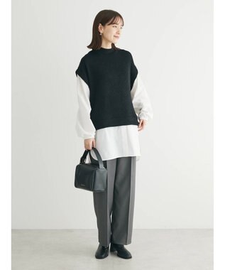 Green Parks ニットソードッキングチュニック Black