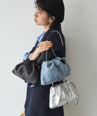 russet レザー巾着ミニショルダーバッグ(CE-1637) L.Blue