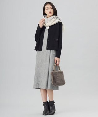 J.PRESS LADIES L 【WEB限定・洗える】WORSTED WOOL クルーネック カーディガン 【WEB限定】ブラック系