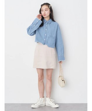 earth music&ecology クロップドポケットポイントシャツ Sax