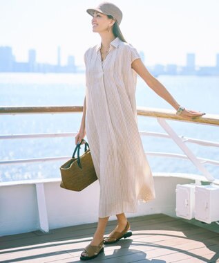 自由区 【カタログ掲載・WEB限定カラーあり】シアーラミーローンスキッパーシャツ ワンピース