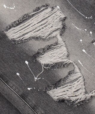 WEGO タイ付きダメージハーフデニムパンツ デニムブラック