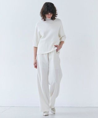 BEIGE， 【洗える】LAURA / 半袖タートルニットトップス Ecru