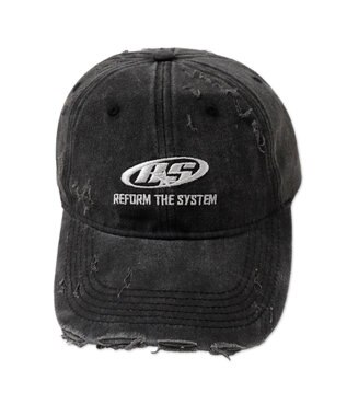 WEGO ダメージロゴ刺繍キャップ ブラック