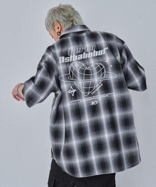WEGO 【ユニセックス着用ITEM】グラフィックオンブレチェックシャツ（SS） ブラックチェック1