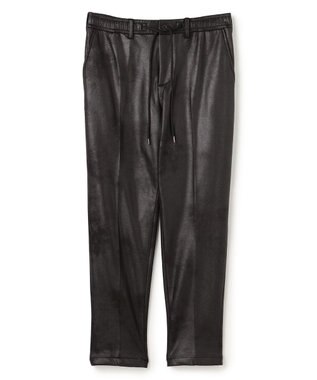 JOSEPH HOMME 新素材【ストレッチ/光沢感】レザーライクジャージードロスト付きテーパードパンツ / PEGG CONVERTIBLE ブラック系