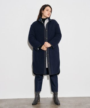 J.PRESS YORK STREET 【WOMEN】ロングキルトリバーシブルコート ネイビー系