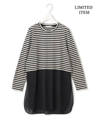 ICB L 【WEB限定・洗える】 シアージャージーコンビ カットソー ブラックボーダー系