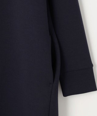 自由区 L 【WEB限定・洗える】マットストレッチダンボールフーディー ワンピース ネイビー