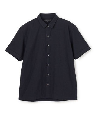 JOSEPH HOMME 【新型】トリコサッカーストレッチ　 レギュラーカラー半袖シャツ ネイビー系