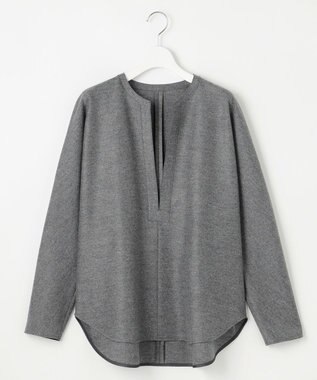 23区 【エステータ】ウールツイルジャージー スリットネック ブラウス グレー