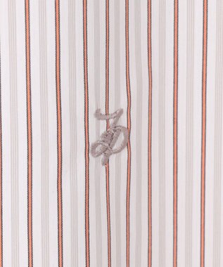 J.PRESS LADIES BEZコットンナイロン ストライプ シャツ ブラウス ホワイト×グレー系