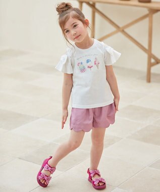 ANY KIDS 接触冷感 いろいろモチーフ Tシャツ ホワイト×アイス