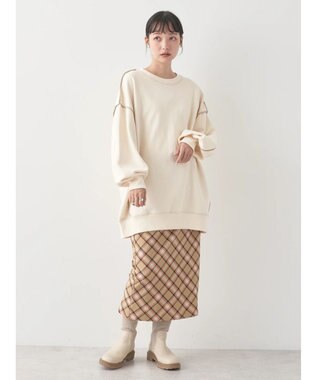 earth music&ecology チェック柄ナロースカート Beige