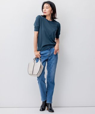 23区 【洗える/アンサンブル対応】サステナブルウール 半袖 ニット グリーン系