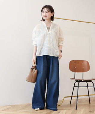 AMERICAN HOLIC スキッパーレースブラウス Off White