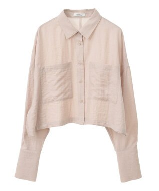 earth music&ecology Ｗポケットショートシャツ Beige