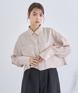 earth music&ecology Ｗポケットショートシャツ Beige