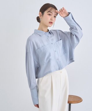 earth music&ecology Ｗポケットショートシャツ Sax