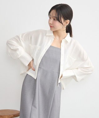 earth music&ecology Ｗポケットショートシャツ Off White