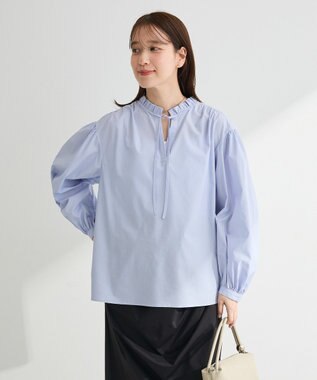 Green Parks ２ｗａｙフリルハイネックブラウス Sax